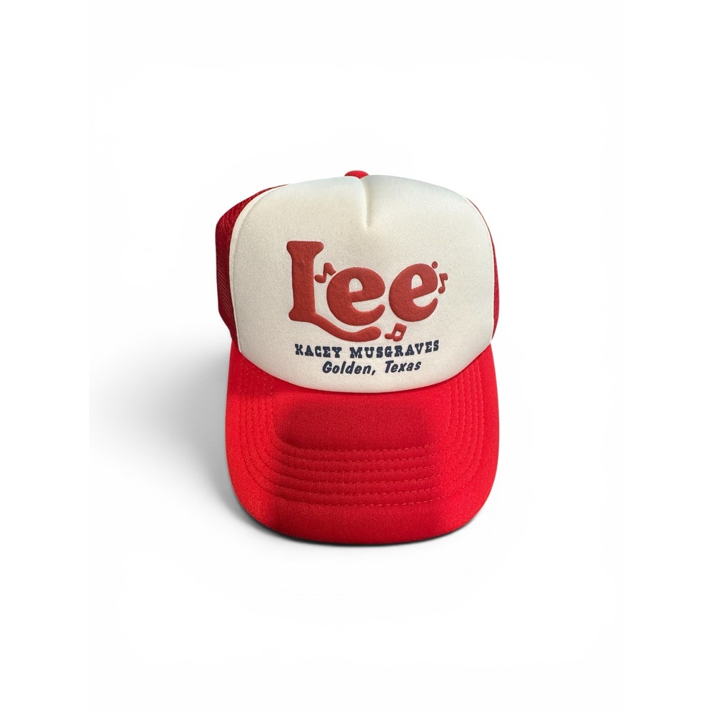 Kacey Musgraves x Lee Puff Print Trucker Hat Red Cream Golden Texas Snapback NEW